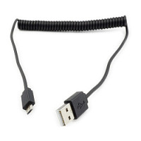Kabel USB2.0  na Micro , spiralni, 1.0m, crni